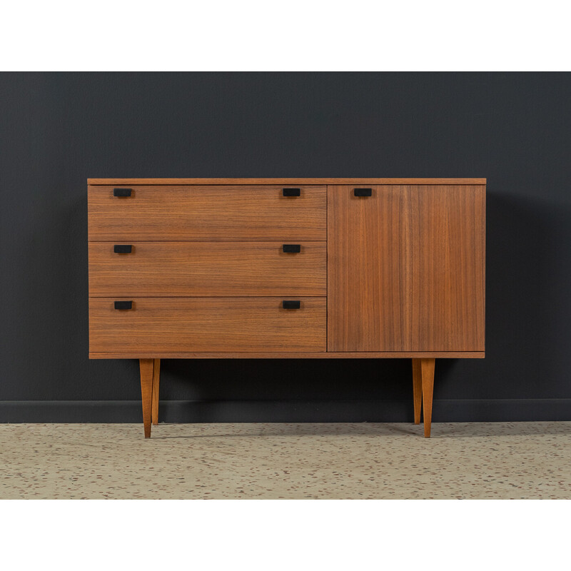 Vintage solid walnut veneer chest of drawers, Germany 1960s