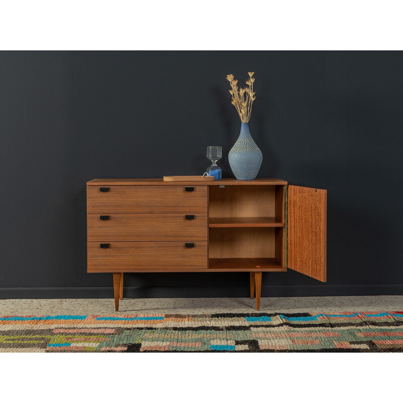 Vintage solid walnut veneer chest of drawers, Germany 1960s