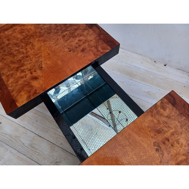 Vintage burr wood coffee table, Italy 1970