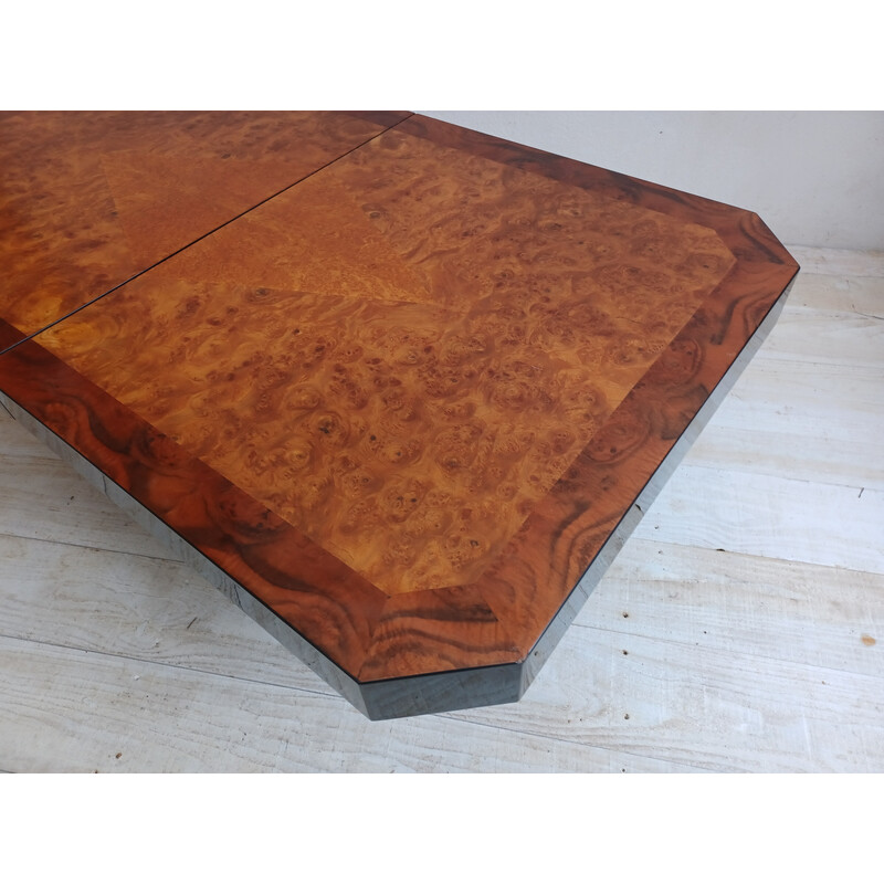 Vintage burr wood coffee table, Italy 1970