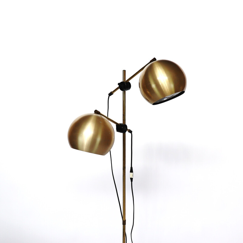 Lámpara de pie vintage de metal dorado, 1970