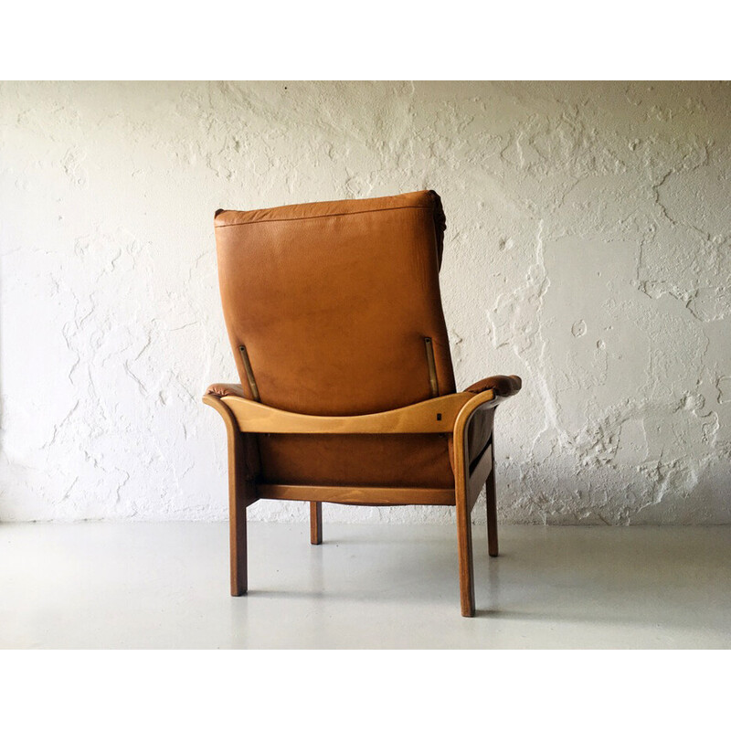 Scandinavian vintage adjustable leather armchair, 1970s