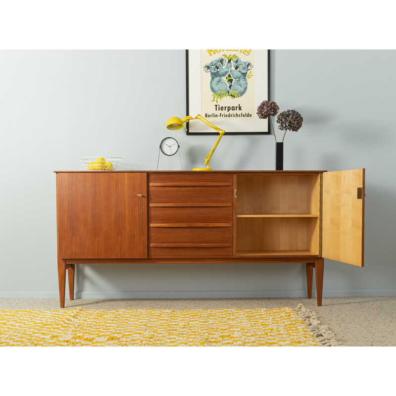 Vintage Sideboard in Teakholzfurnier mit zwei Türen, Deutschland 1950er Jahre