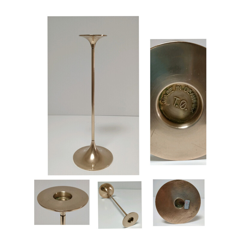 Vintage candlestick in solid brass model Hi Fi by Max Bruël for Torben Orskov, Denmark 1970