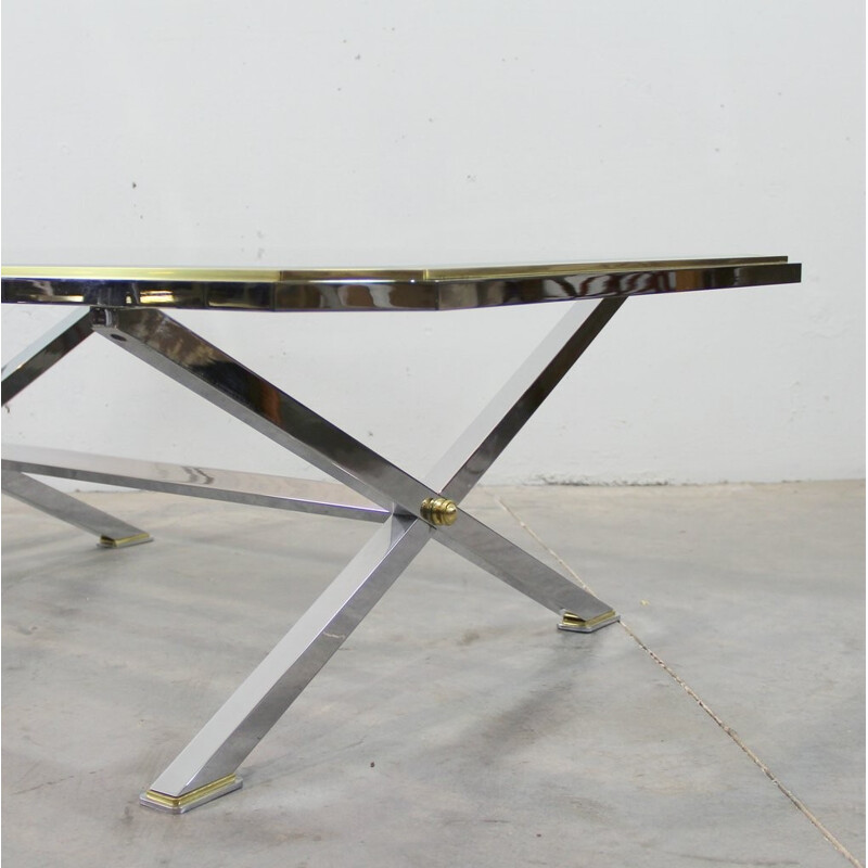 Table basse italienne rectangulaire en verre - 1970