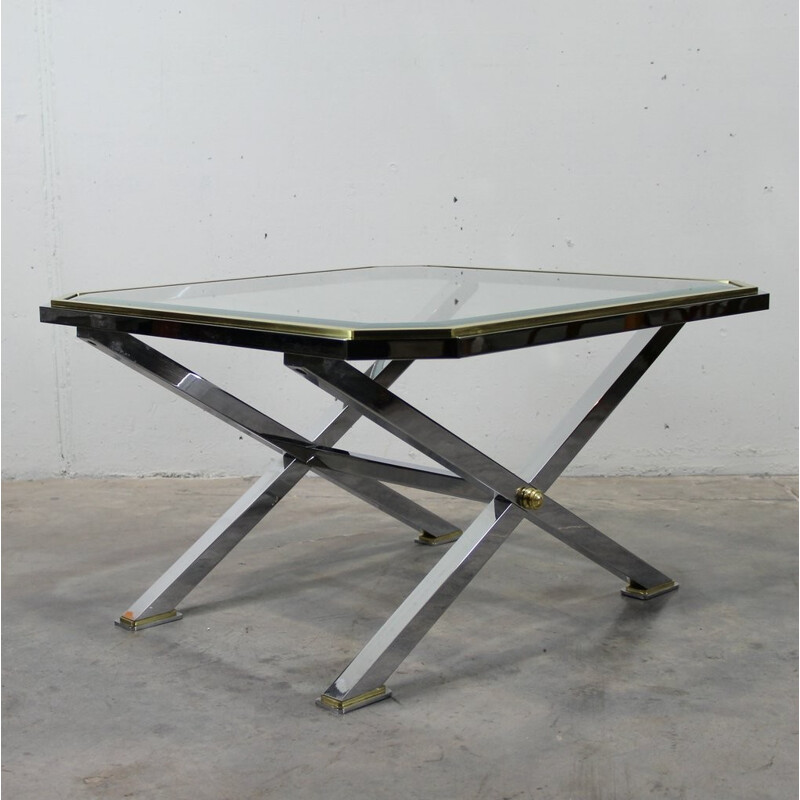 Table basse carrée italienne en verre - 1970