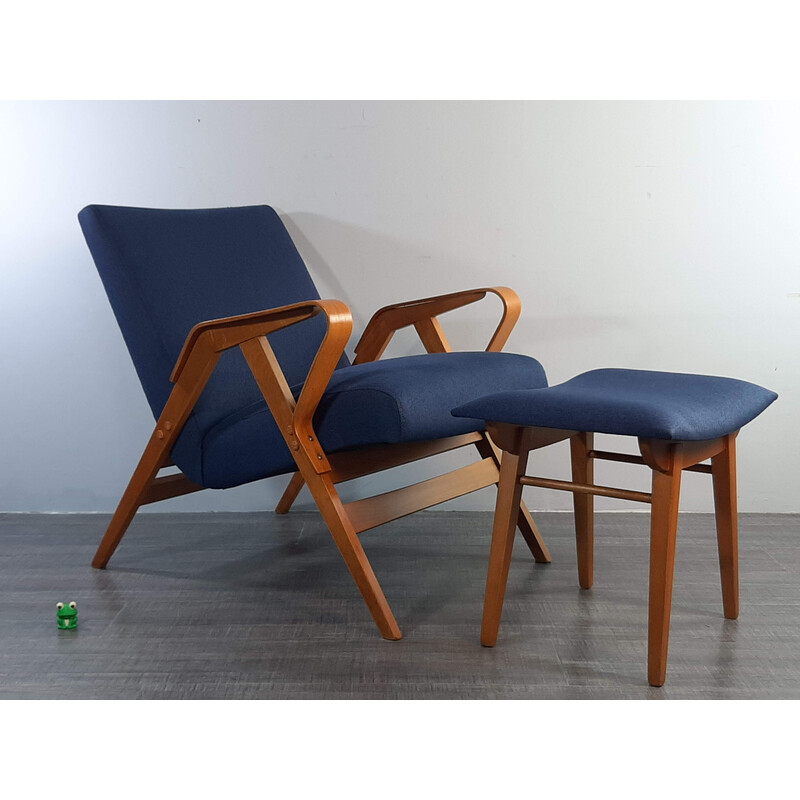 Vintage fauteuil met voetenbankje van Frantisek Jiràk voor Tatra, Tsjecho-Slowakije 1960