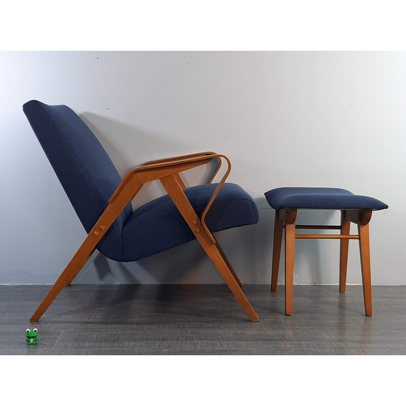 Fauteuil vintage avec ottomane par Frantisek Jiràk pour Tatra, Tchécoslovaquie 1960