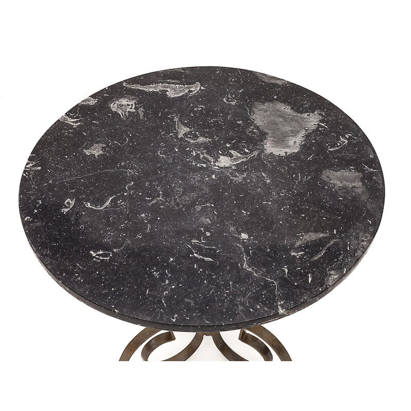 Round vintage marble coffee table by Raymond Subes, 1950