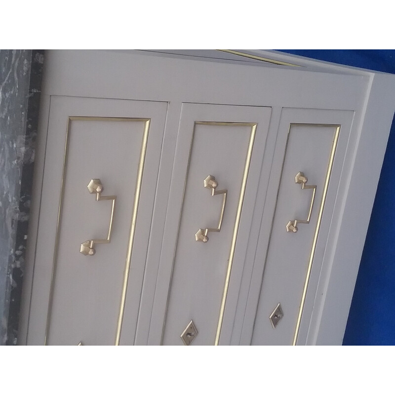 Vintage chest of drawers in gray marble and brass