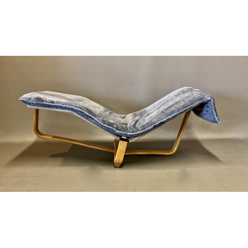 Vintage beech and velvet rocking lounge chair by Ingmar & Knut Relling for Westnofa, 1960s