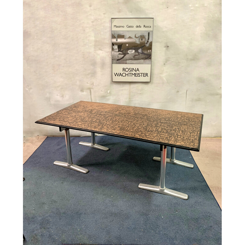 Schreibtisch aus Kupfer und Aluminium, Belgien 1970er Jahre