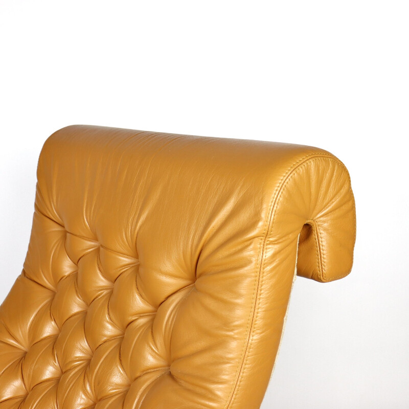 Vintage leather and bentwood armchair by Noboru Nakamura for Ikea, Japan 1982s