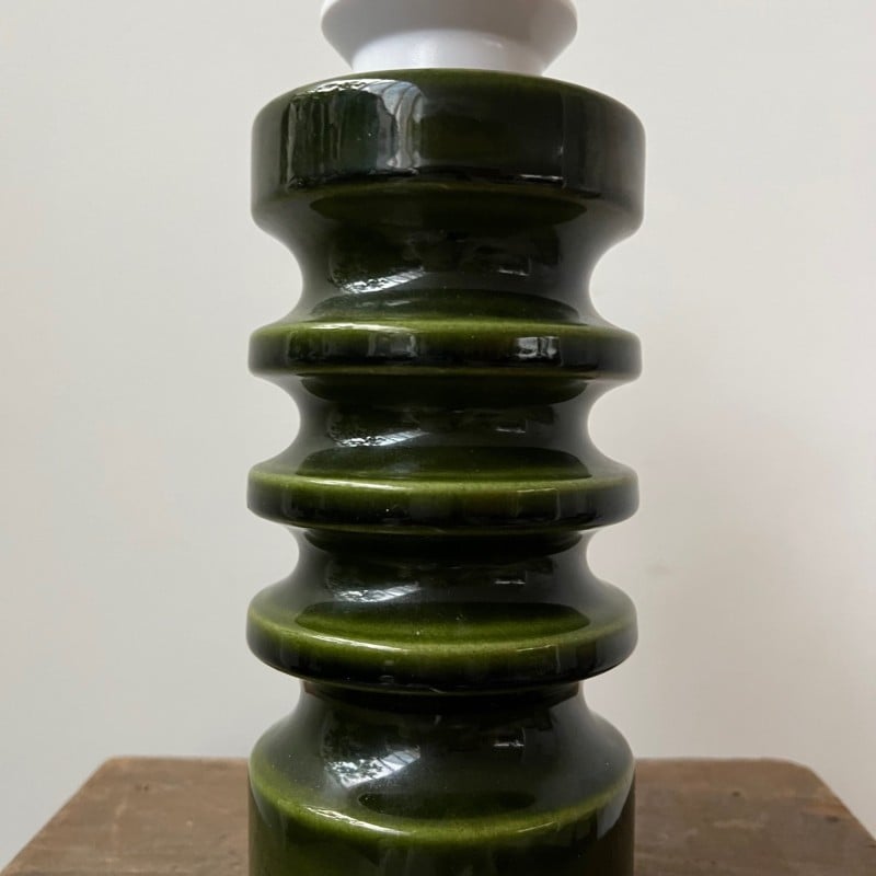 Vintage green ceramic table lamp, Germany 1970s