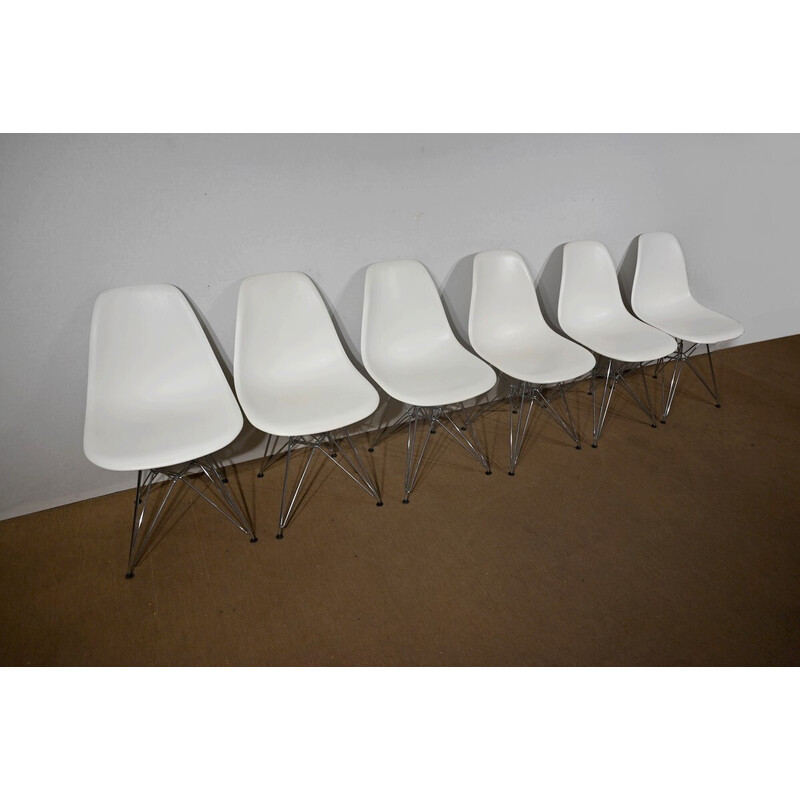 Ensemble de 6 chaises vintage Dsr en chrome et acier chromé par Ray et Charles Eames pour Vitra, 1960