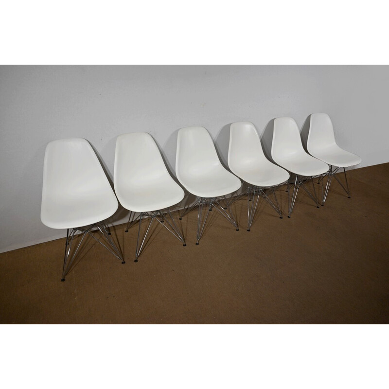 Set of 6 vintage Dsr chairs in chrome and chrome steel by Ray and Charles Eames for Vitra, 1960s