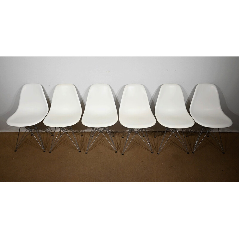 Satz von 6 Vintage Dsr Stühlen aus Chrom und verchromtem Stahl von Ray und Charles Eames für Vitra, 1960