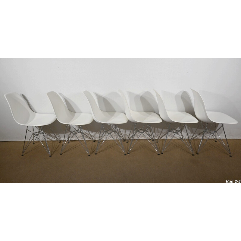 Set of 6 vintage Dsr chairs in chrome and chrome steel by Ray and Charles Eames for Vitra, 1960s