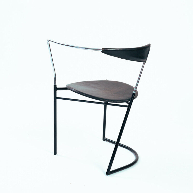 Coppia di sedie vintage in pelle e acciaio per Aform, Belgio, anni '80