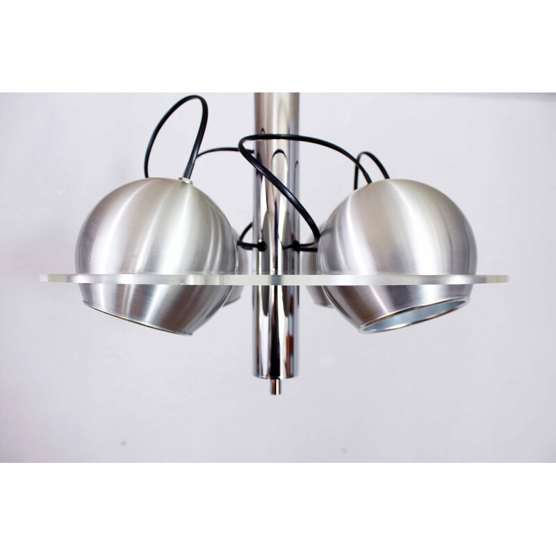 Vintage dutch Raak chandelier in plexiglas, aluminium and metal, 1970s