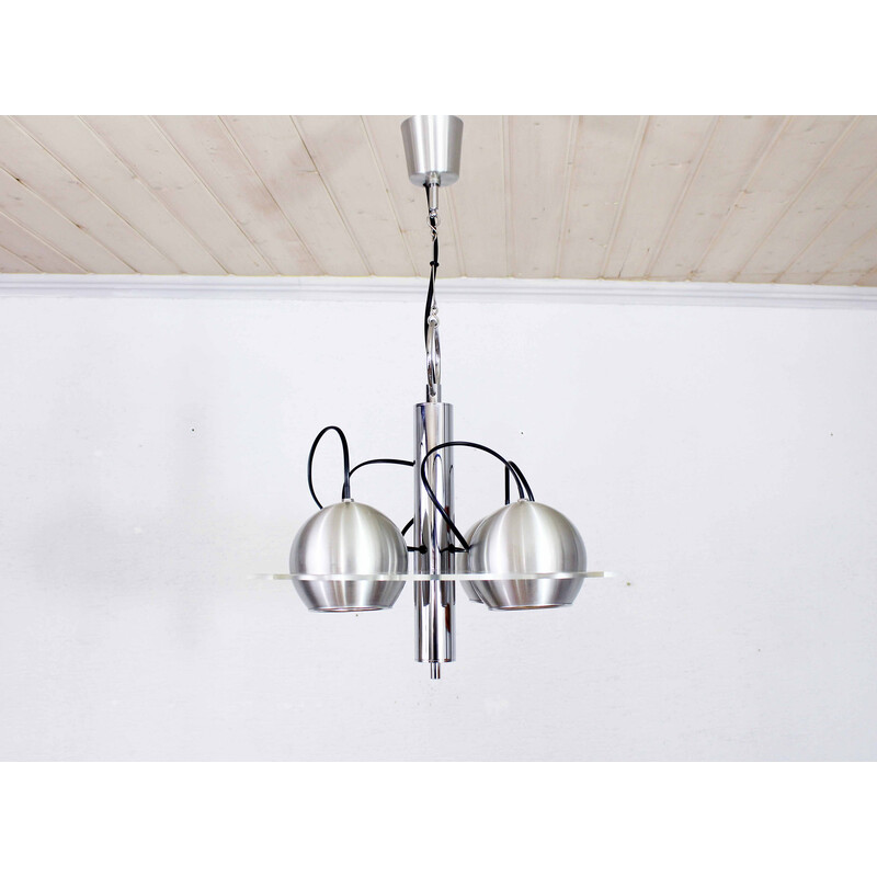 Vintage dutch Raak chandelier in plexiglas, aluminium and metal, 1970s