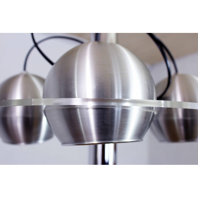 Vintage dutch Raak chandelier in plexiglas, aluminium and metal, 1970s