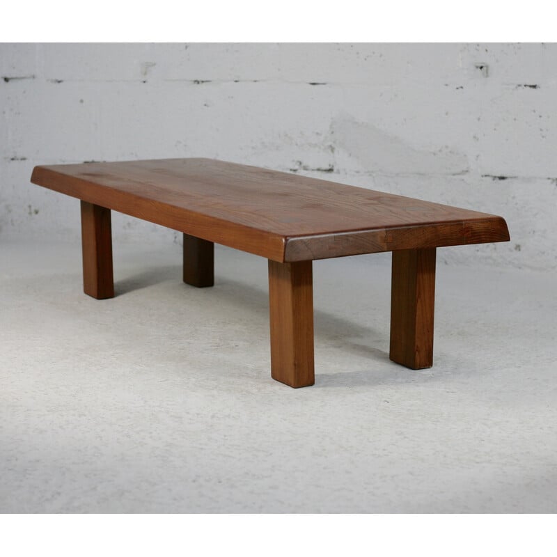 Vintage T08 wooden coffee table by Pierre Chapo, France 1965s