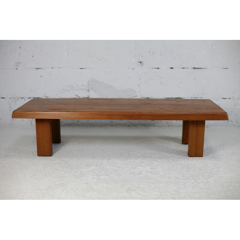 Vintage T08 wooden coffee table by Pierre Chapo, France 1965s