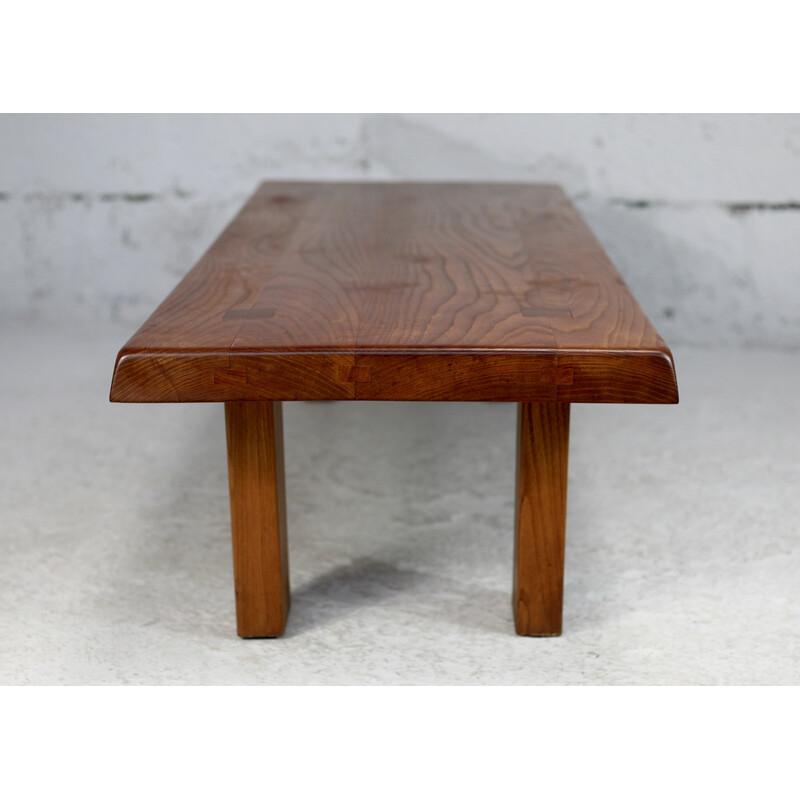Vintage T08 wooden coffee table by Pierre Chapo, France 1965s