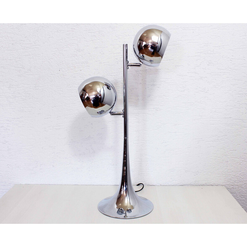 Lampada da tavolo Eye ball in metallo vintage, 1970-1980