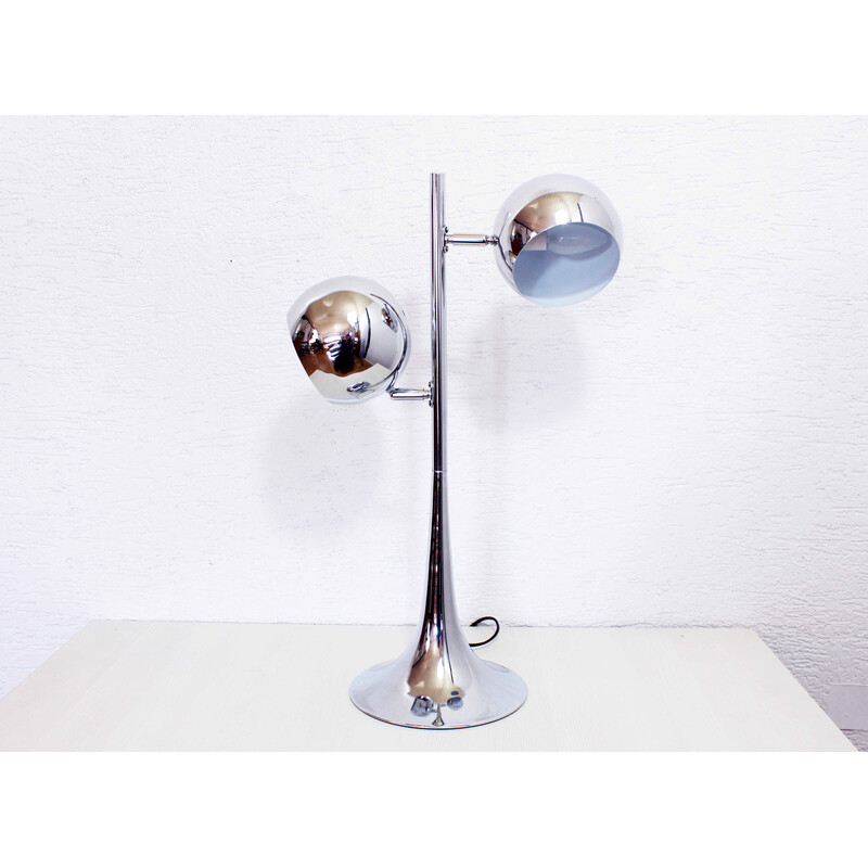 Lampada da tavolo Eye ball in metallo vintage, 1970-1980