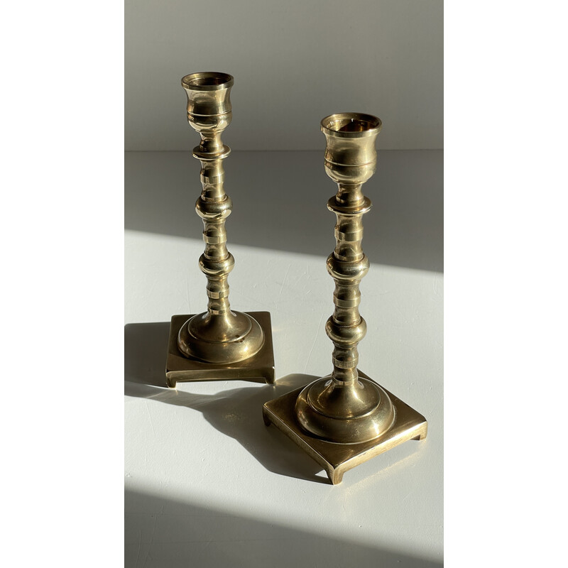 Pair of vintage brass candlesticks, England
