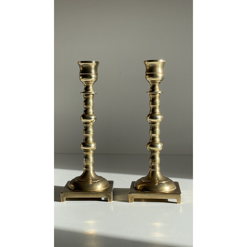 Pair of vintage brass candlesticks, England