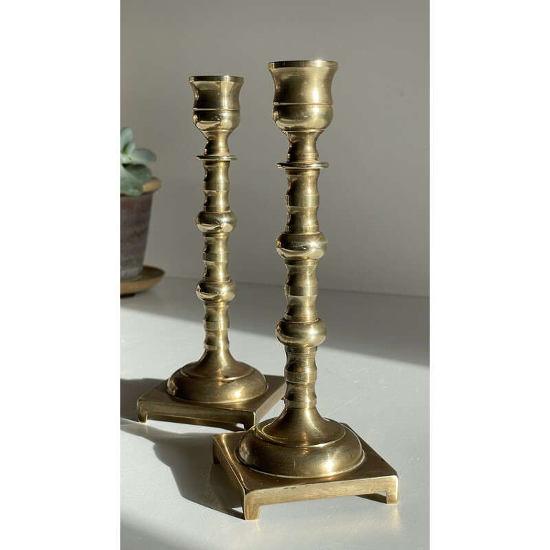 Pair of vintage brass candlesticks, England