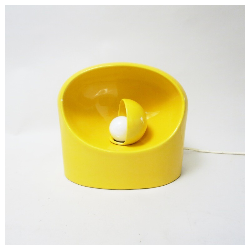 Lampe de bureau en céramique jaune, Marcello CUNEO - années 70