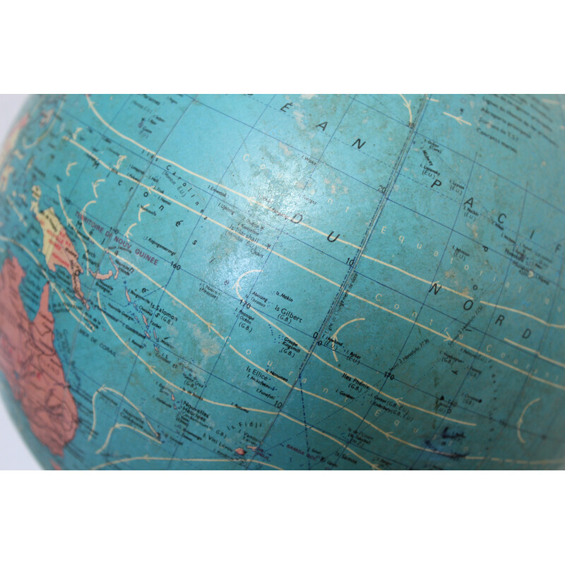 Vintage world map Taride in glass, paper and brass, 1960