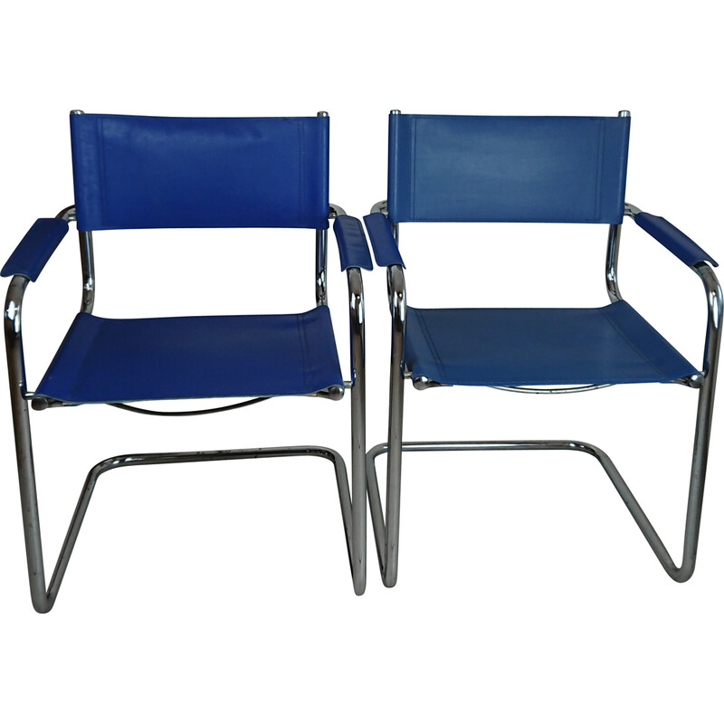 Paar vintage lederen fauteuils, 1970
