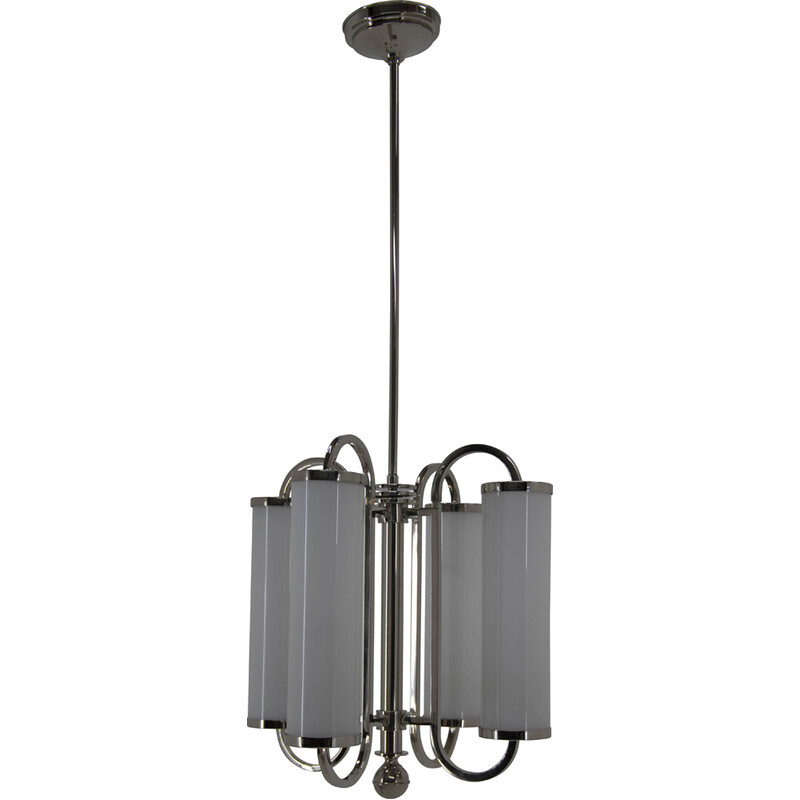 Art Deco vintage tubular chandelier, 1930s