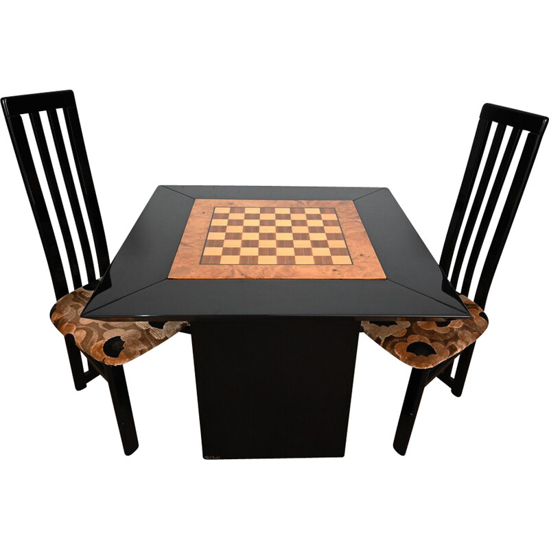 Tablero de ajedrez vintage y par de sillas de Paul Michel, 1970