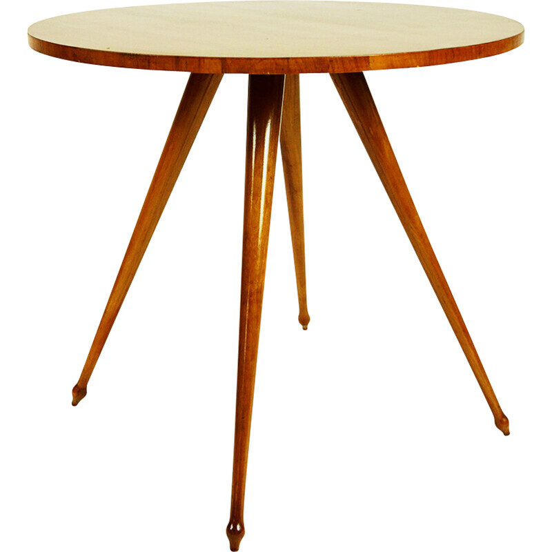 Table basse circulaire italienne vintage en bois de cerisier