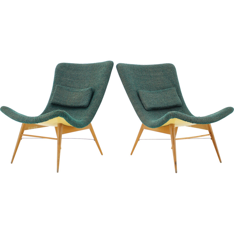 Pair of vintage Shell armchairs by Miroslav Navratil, Czechoslovakia 1960s