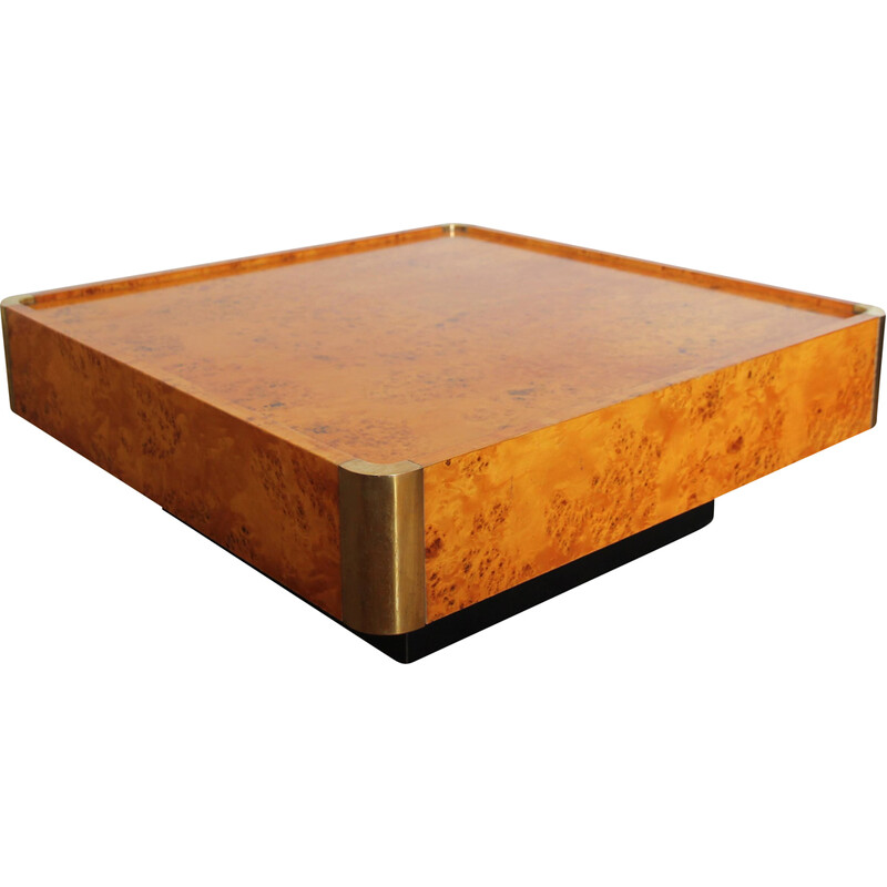 Table basse vintage en loupe de bois pour Mario Sabot, 1960-1970