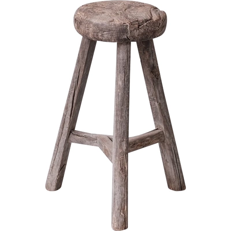 Wooden vintage stool, France 1930s