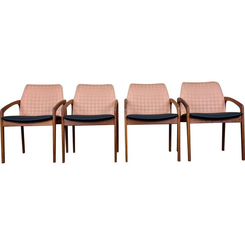 Set of 4 vintage teak chairs model 23 by Henning Kjaernulf for Korup Stolefabric, 1960-1970