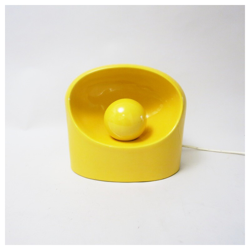 Lampe de bureau en céramique jaune, Marcello CUNEO - années 70