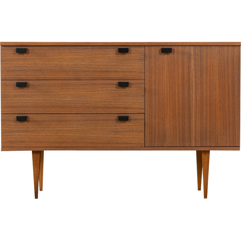 Vintage solid walnut veneer chest of drawers, Germany 1960s