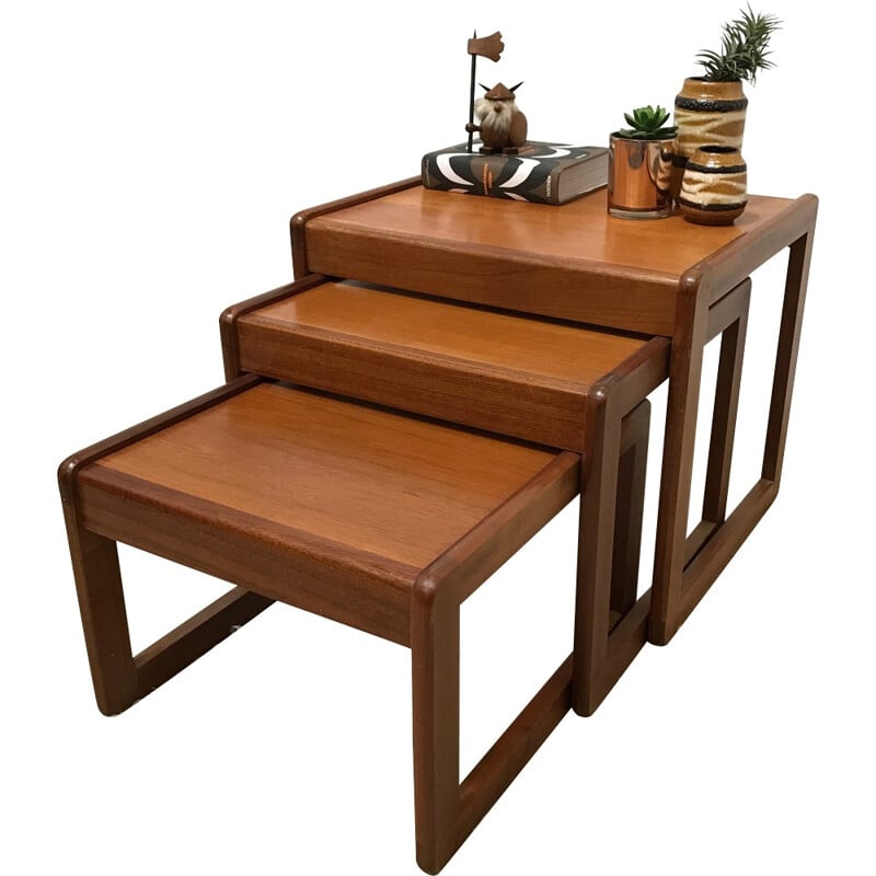 Set of 3 teak nesting tables - 1970s