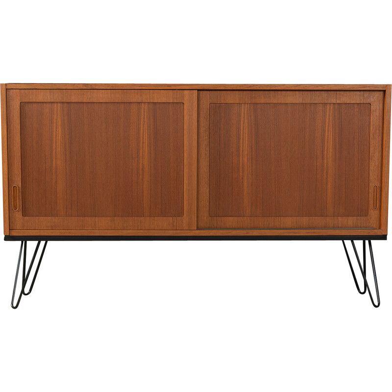 Vintage teak sideboard with two sliding doors by Poul Hundevad, Denmark 1960s