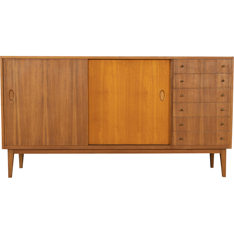 Vintage walnut veneer sideboard by Wk Möbel, Germany 1950s