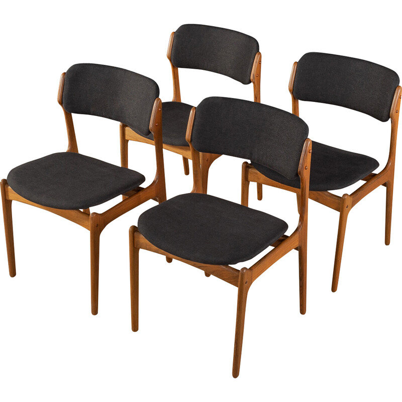 Set van 4 vintage eetkamerstoelen van Erik Buch voor O.D. Møbler, Denemarken 1950